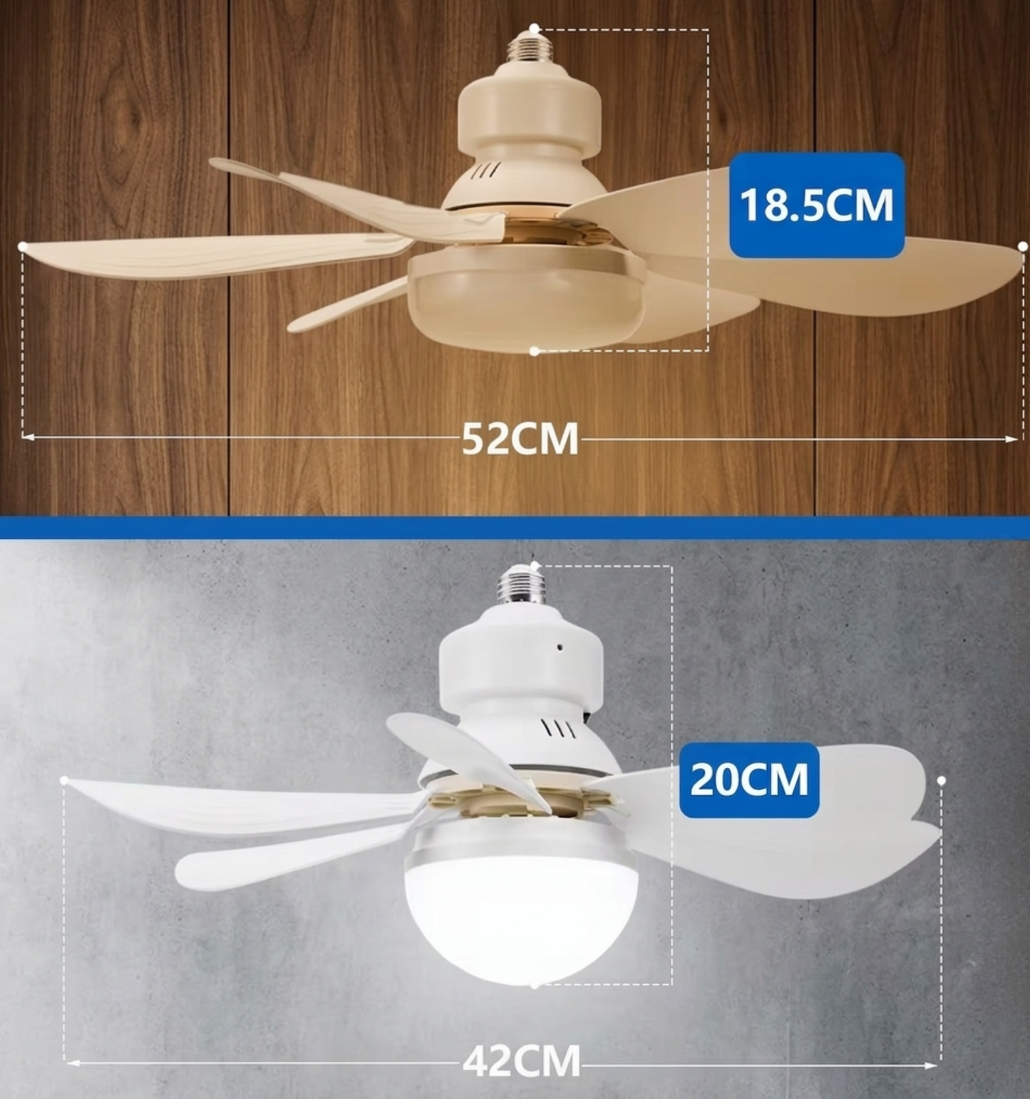 Ventilador LED de Techo con Control Remoto – Luz Regulable y Bajo Consumo