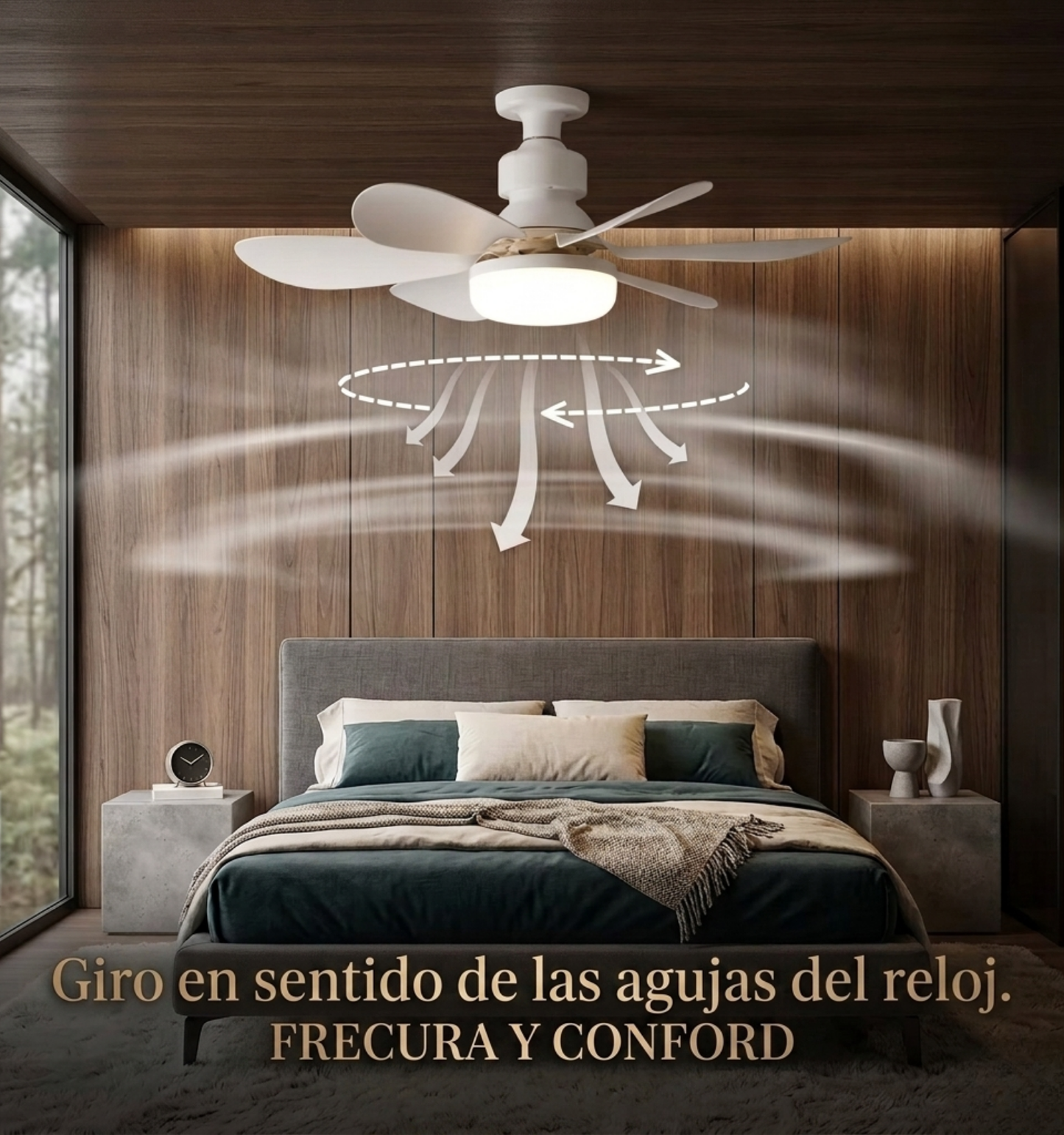 Ventilador LED de Techo con Control Remoto – Luz Regulable y Bajo Consumo