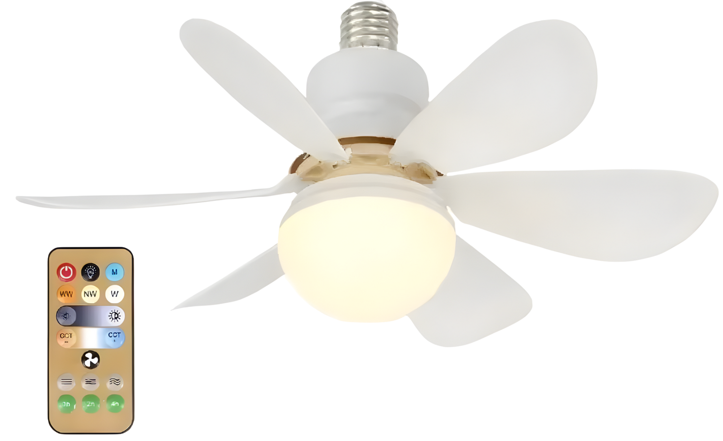 Ventilador LED de Techo con Control Remoto – Luz Regulable y Bajo Consumo