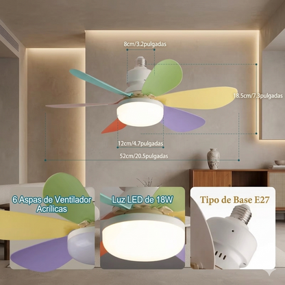 Ventilador LED de Techo con Control Remoto – Luz Regulable y Bajo Consumo