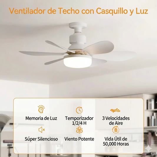 Ventilador LED de Techo con Control Remoto – Luz Regulable y Bajo Consumo